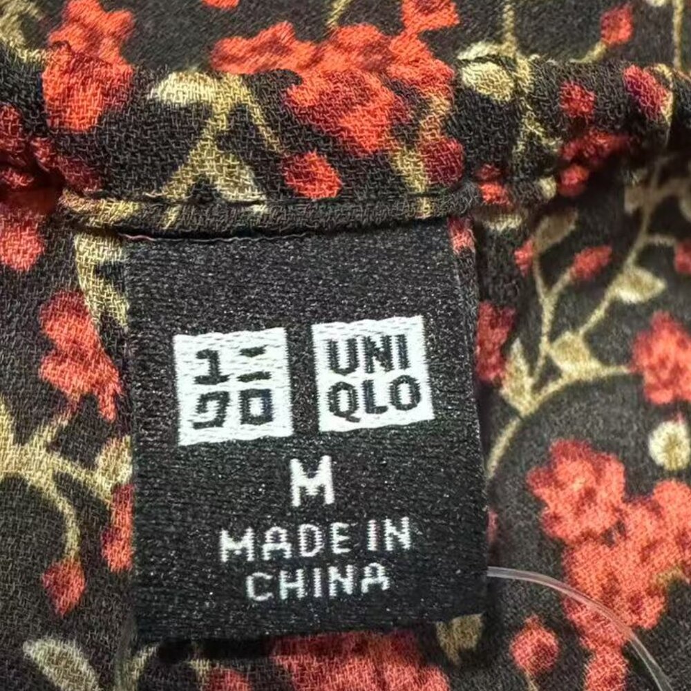 Uniqlo Women's Georgette Printed Half Sleeve Flared Sheer Dress & Black Slip M - Picture 8 of 10